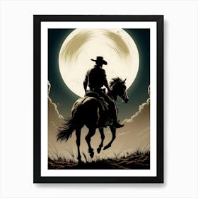 Cowboy On Horseback Art Print