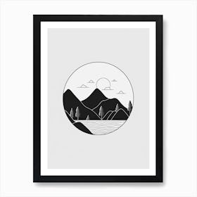 Mountains Minimalistic Line Art 1 Art Print