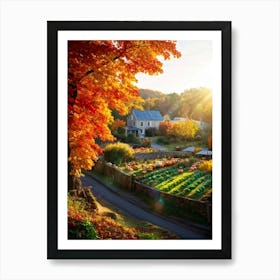 Autumnal Landscape Enhanced Saturation Leaves In Mid Fall Bright Sun Casting Dynamic Shadows Gli Art Print