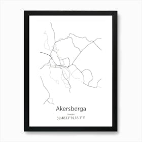 Akersberga,Sweden Minimalist Map Art Print