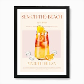 Sex On The Beach Cocktail Mid Century Art Print