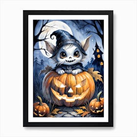 Cute Jack O Lantern Halloween Painting (25) Art Print
