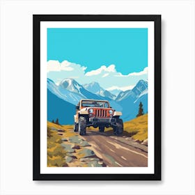 A Jeep Wrangler In The Andean Crossing Patagonia Illustration 2 Art Print