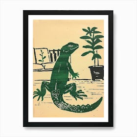 Lizard In The Living Room Block 1 Art Print