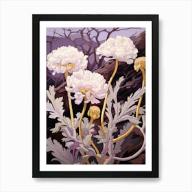 Scabiosa 3 Flower Painting Art Print