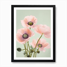 Anemone Flowers Acrylic Pastel Colours 2 Art Print