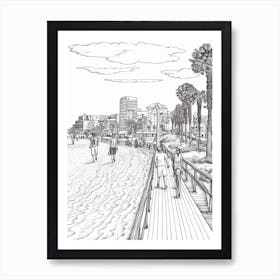 View Of Los Angeles California, Usa Line Art Black And White 11 Art Print