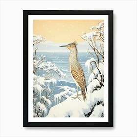 Winter Bird Painting Roadrunner 1 Art Print