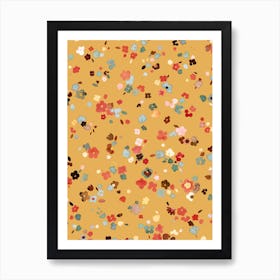 Ditsy Flowers Goldenrod Countryside Art Print