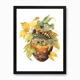 Sweat Bee Mimic Bee Beehive Watercolour Illustration 4 Art Print