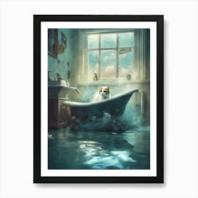 Cat In Bathtub Art Print