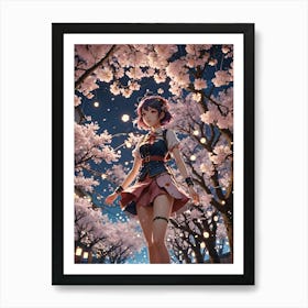 Anime Pixie Girl in Forest 1 Art Print