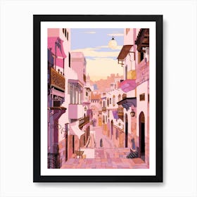 Rabat Morocco 1 Vintage Pink Travel Illustration Art Print