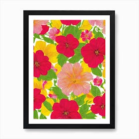 Alstromeria Repeat Retro Flower Art Print