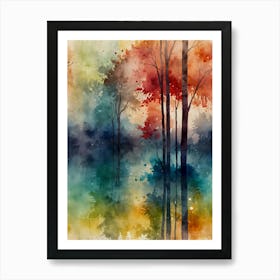 Watercolor Of Trees 5 Art Print