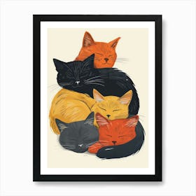 Cats Sleeping Art Print