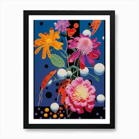 Surreal Florals Pink Flower 7 Flower Painting Art Print