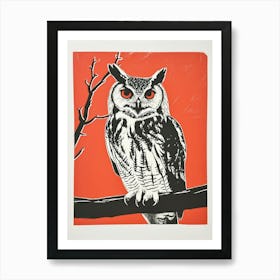Verreauxs Eagle Owl Linocut Blockprint 3 Art Print