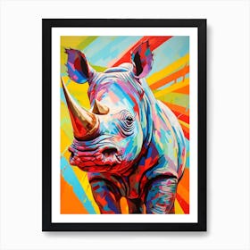 Rhino In The Wild Colour Burst 3 Art Print