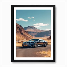 A Bentley Continental Gt In The Andean Crossing Patagonia Illustration 4 Art Print