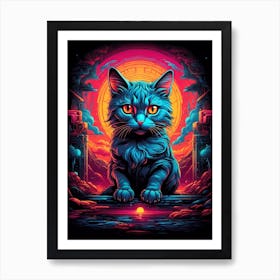 Psychedelic Cat 5 Art Print