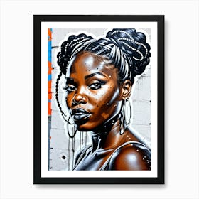 Graffiti Mural Of Beautiful Black Woman 354 Art Print