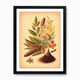 Cat S Claw Spices And Herbs Retro Drawing 1 Art Print