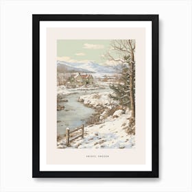 Vintage Winter Poster Abisko Sweden Art Print