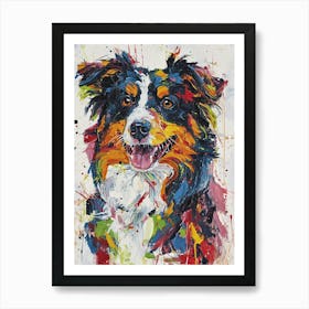 Australian Shepherd Acrylic Painting 1 Art Print