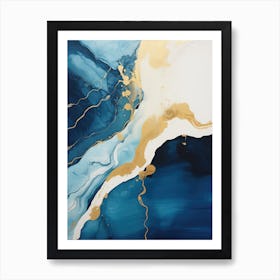 Blue Gold Abstract Painting 1 Art Print