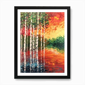 Sunset Birch Trees 2 Art Print