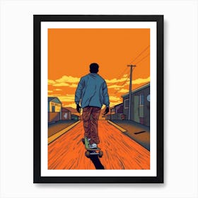 Skateboarding In Cape Town, South Africa Comic Style 2 Art Print