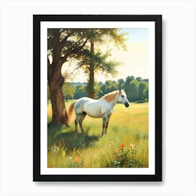 White Horse In A Field Art Print