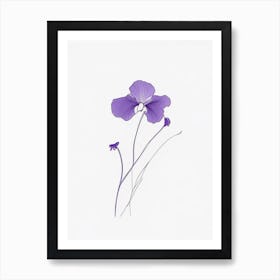 Violets Floral Minimal Line Drawing 4 Flower Art Print