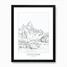 Vinson Massif Antarctica Line Drawing 5 Poster Art Print