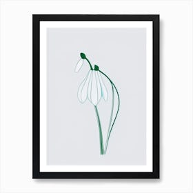 Snowdrop Floral Minimal Line Drawing 2 Flower Art Print