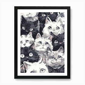 Perfectly Repeatable Artwork With Cute Cat Faces 24 Art Print