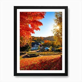 Autumnal Landscape Enhanced Saturation Leaves In Mid Fall Bright Sun Casting Dynamic Shadows Gli (4) Art Print