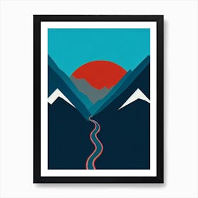 La Parva, Chile Modern Illustration Skiing Poster Art Print