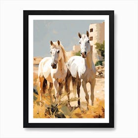 Horses Painting In Rajasthan, India 1 Art Print