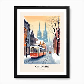 Vintage Winter Travel Poster Cologne Germany 2 Art Print