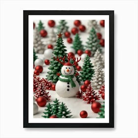 Christmas Snowman Art Print