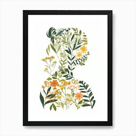 Portrait Of A Woman With Flowers 4 Art Print