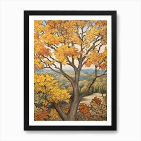 White Ash 2 Vintage Autumn Tree Print  Art Print