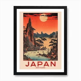 Sado Island, Visit Japan Vintage Travel Art 4 Art Print