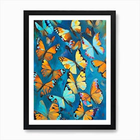 Butterflies Repeat Pattern Oil Painting 1 Art Print