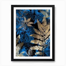 Gold Fern Leaves nature Art Print