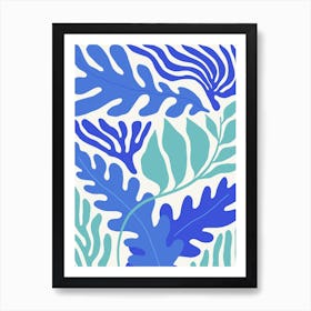 Blue and Green Coral Reef Ocean Collection Boho Art Print