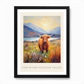 Brushstroke Impressionism Style Painting Of A Highland Cow In The Scottish Valley Poster 2 Art Print