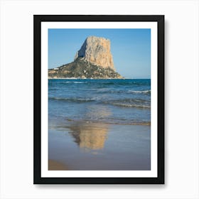 Peñón de Ifach and its reflection on the sandy beach in Calpe Art Print